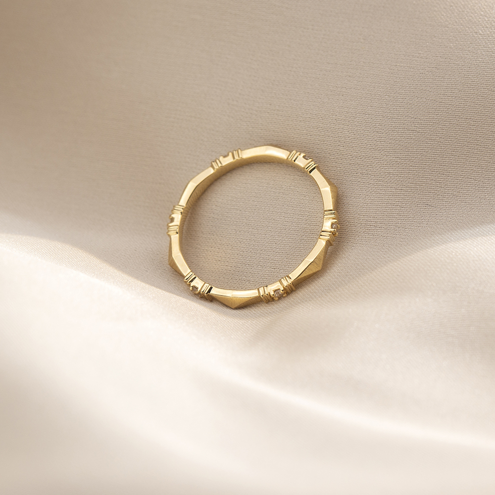 Round Lab Grown Diamond D VS1 Eternity 18K Yellow Gold Ring MSR-1667