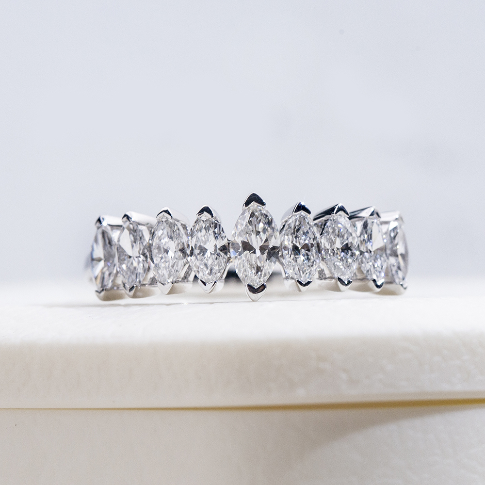Lab Grown Diamond Marquise Half Eternity 18K White Gold Ring MSR-1669