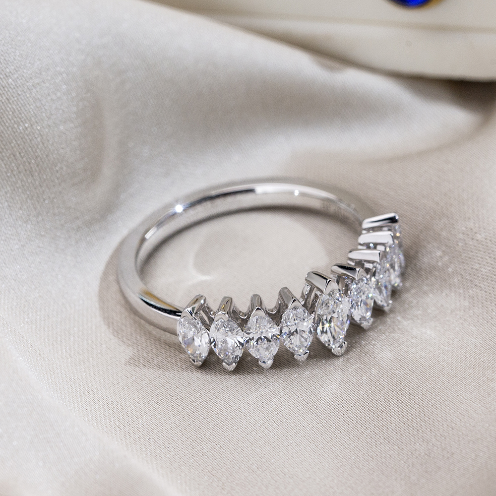 MissDiamond Marquise Cut Lab Grown Diamond Eternity Platinum Ring MSR-1669