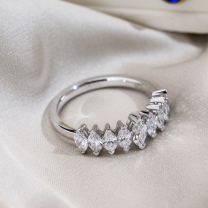 MissDiamond Marquise Cut Lab Grown Diamond Eternity Platinum Ring MSR-1669