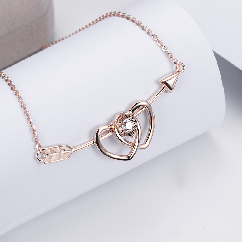 MissDiamond Lab Grown Diamond 0.26CT S925 Silver Rose Color Pendant Necklace MSNS-007