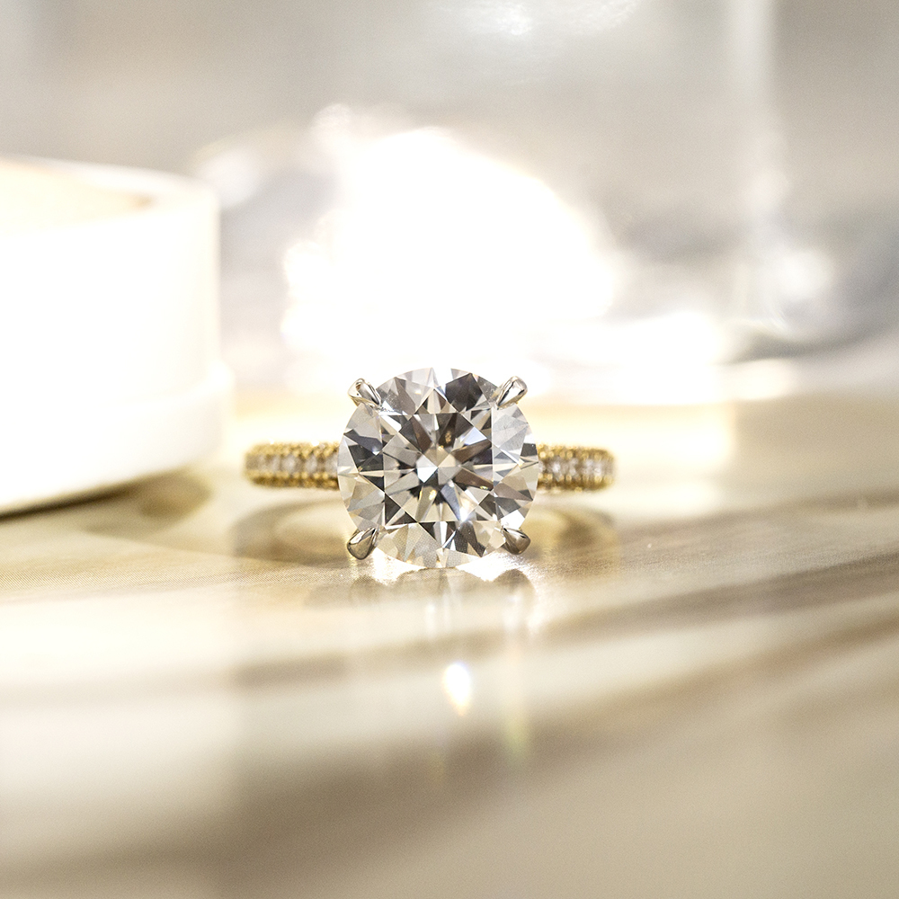 Round Cut Lab Grown Diamond 5CT Hidden Halo E VS1 18K White Gold Ring MSR-1673