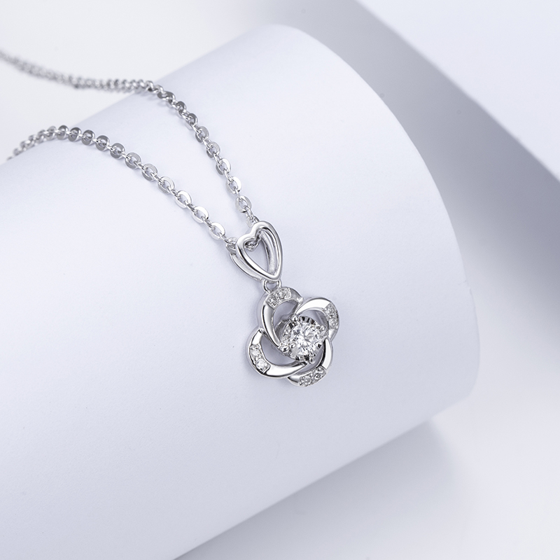 MissDiamond Lab Grown Diamond 0.13CT S925 White Silver Pendant Necklace MSNS-008