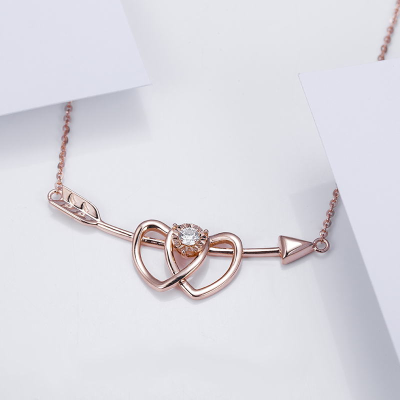 MissDiamond Lab Grown Diamond 0.26CT S925 Silver Rose Color Pendant Necklace MSNS-007