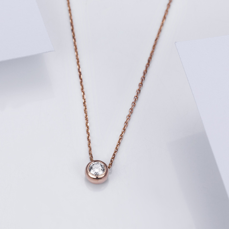 MissDiamond Lab Grown Diamond 0.2CT S925 Silver Rose Color Pendant Necklace MSNS-004