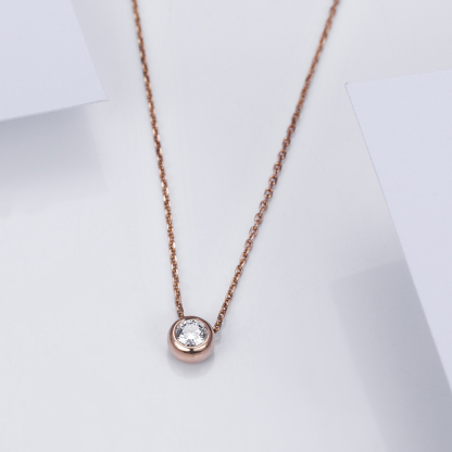 MissDiamond Lab Grown Diamond 0.2CT S925 Silver Rose Color Pendant Necklace MSNS-004