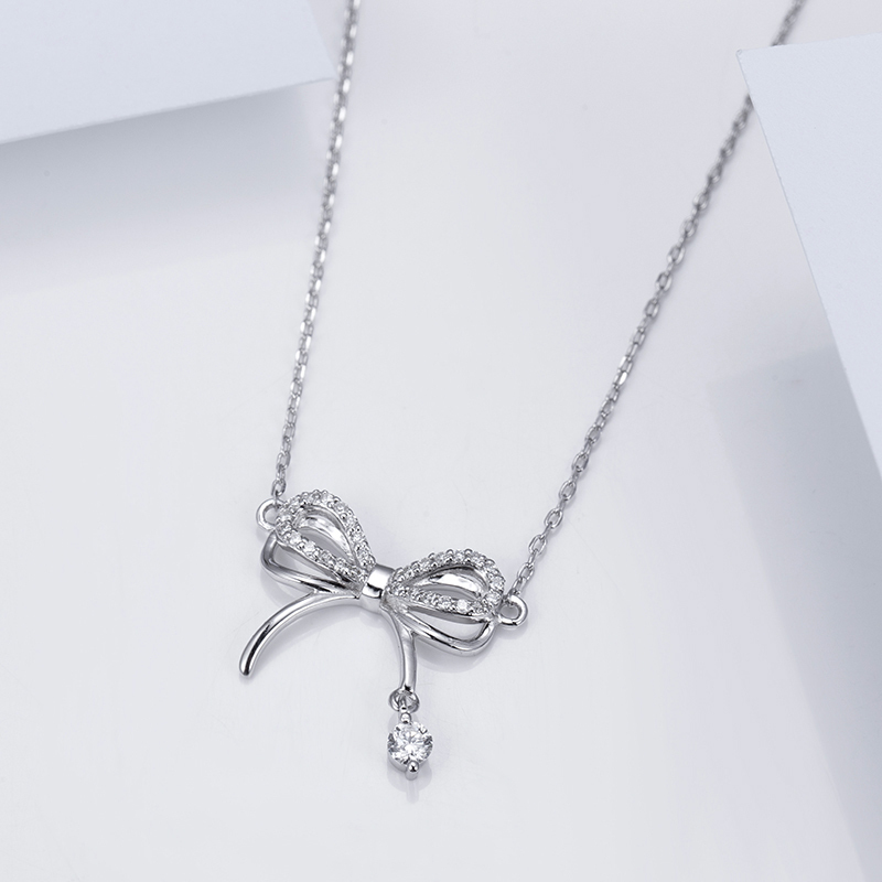 MissDiamond Lab Grown Diamond 0.1CT S925 White Silver Pendant Necklace MSNS-011