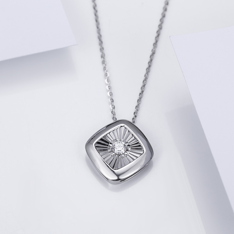 MissDiamond Lab Grown Diamond 0.3CT S925 White Silver Pendant Necklace MSNS-005
