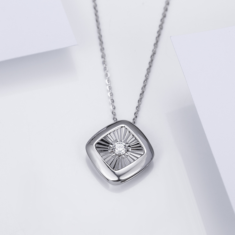 MissDiamond Lab Grown Diamond 0.3CT S925 White Silver Pendant Necklace MSNS-005