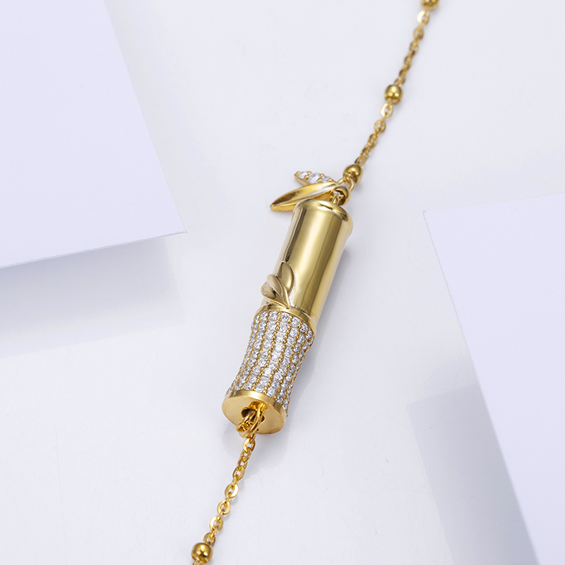 MissDiamond Lab Grown Diamond 0.2CT S925 Silver Yellow Chain Link Bracelet MSBS-004