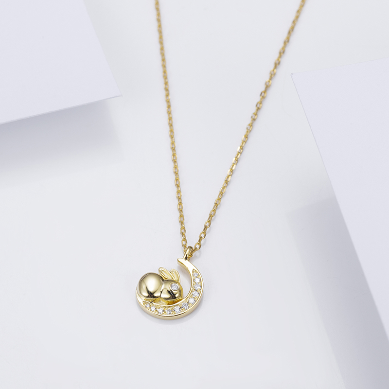 MissDiamond Lab Grown Diamond 0.09CT S925 Silver Yellow Color Pendant Necklace MSNS-010