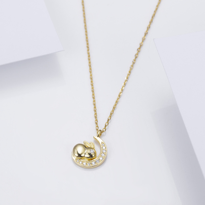 MissDiamond Lab Grown Diamond 0.09CT S925 Silver Yellow Color Pendant Necklace MSNS-010