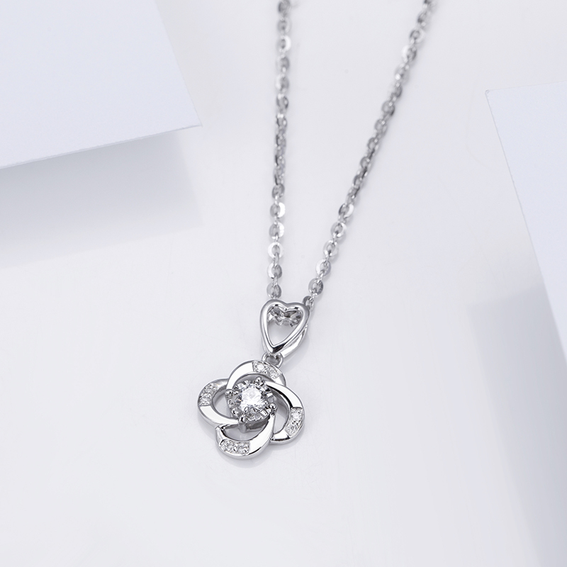 MissDiamond Lab Grown Diamond 0.13CT S925 White Silver Pendant Necklace MSNS-008