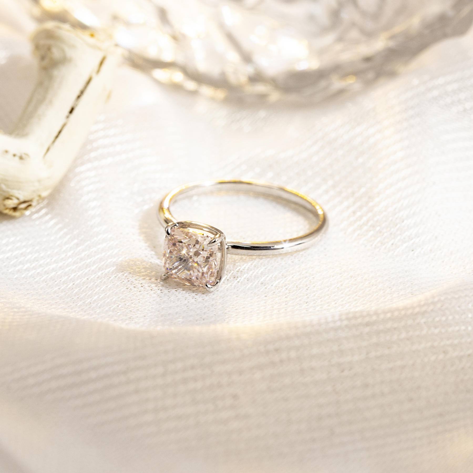 Cushion Lab Grown Diamond 5CT Solitaire 18K Yellow Gold Ring MSR-1305