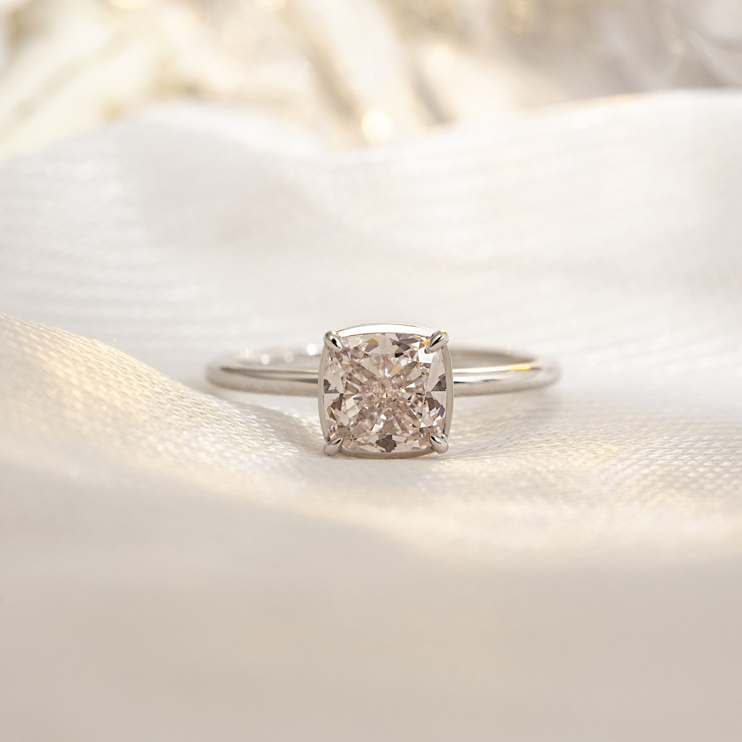Cushion Lab Grown Diamond 5CT Solitaire 18K Yellow Gold Ring MSR-1305