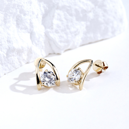 MissDiamond Round Cut Lab Grown Diamond 9K Yellow Gold Hoop Earrings MSE-876