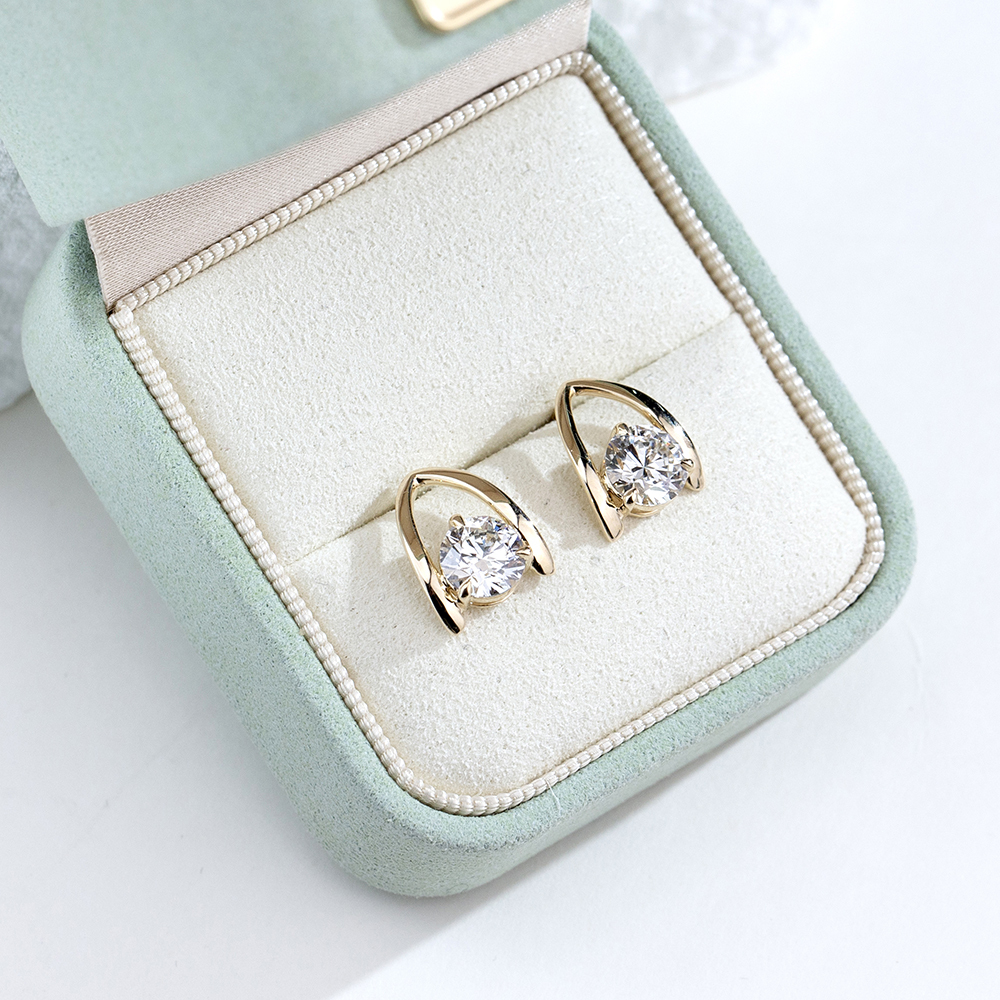 MissDiamond Round Cut Lab Grown Diamond 9K Yellow Gold Hoop Earrings MSE-876