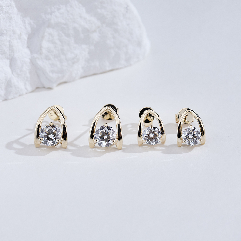 MissDiamond Round Cut Lab Grown Diamond 9K Yellow Gold Hoop Earrings MSE-876