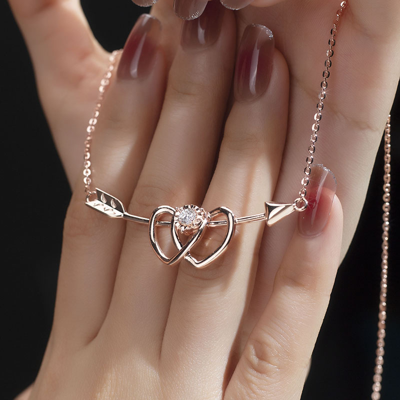 MissDiamond Lab Grown Diamond 0.26CT S925 Silver Rose Color Pendant Necklace MSNS-007