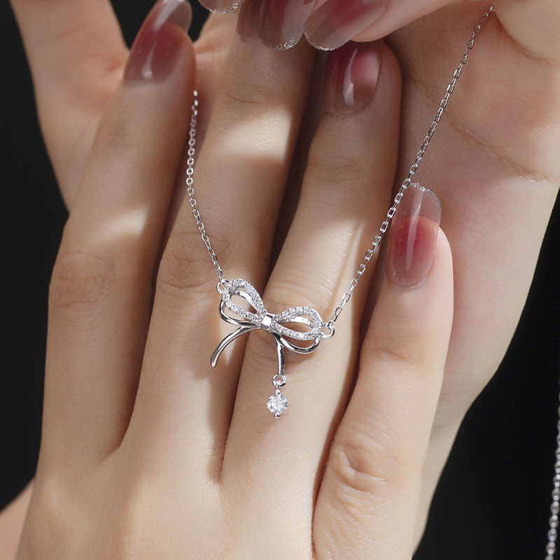 MissDiamond Lab Grown Diamond 0.1CT S925 White Silver Pendant Necklace MSNS-011