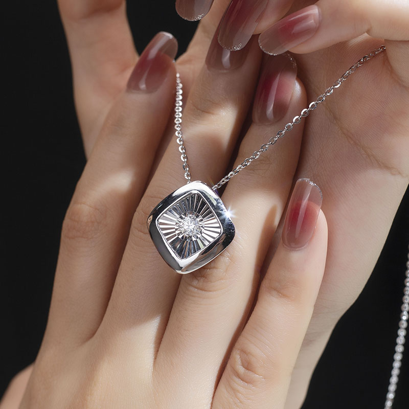 MissDiamond Lab Grown Diamond 0.3CT S925 White Silver Pendant Necklace MSNS-005