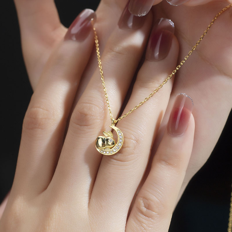 MissDiamond Lab Grown Diamond 0.09CT S925 Silver Yellow Color Pendant Necklace MSNS-010