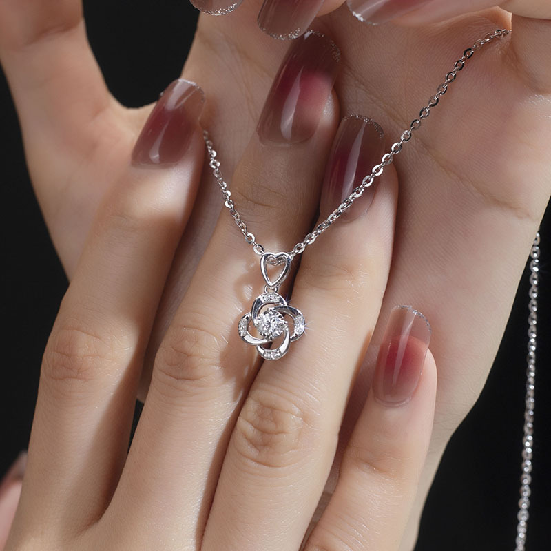 MissDiamond Lab Grown Diamond 0.13CT S925 White Silver Pendant Necklace MSNS-008