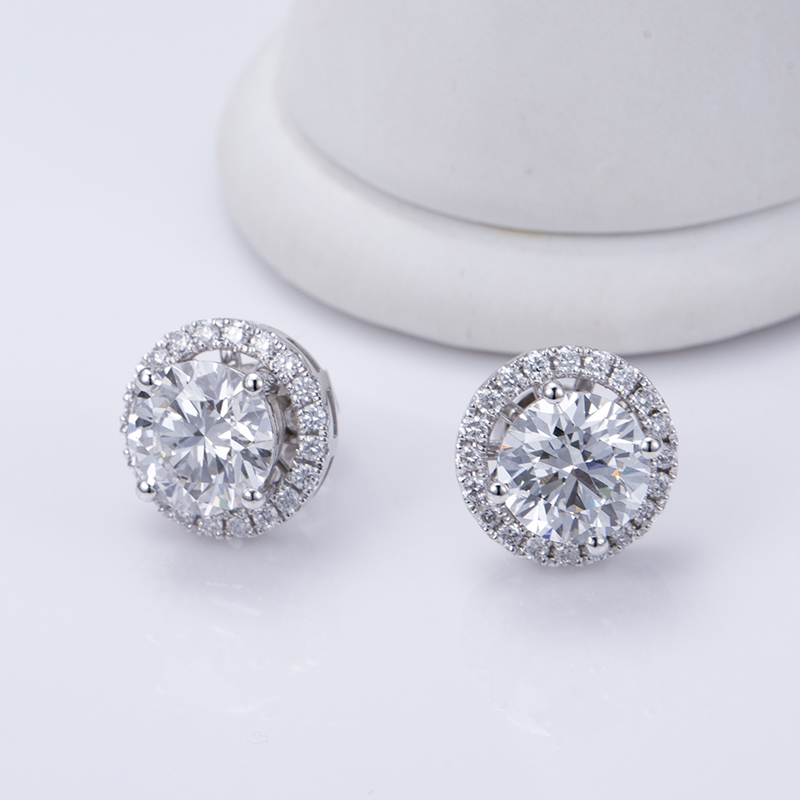 MissDiamond Round Cut Lab Grown Diamond 0.53CT E VS1 Platinum Studs Earrings MSE-532