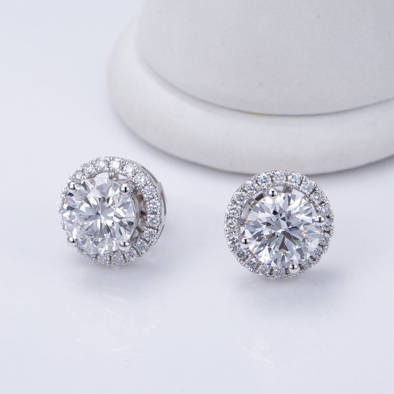 MissDiamond Round Cut Lab Grown Diamond 0.53CT E VS1 Platinum Studs Earrings MSE-532