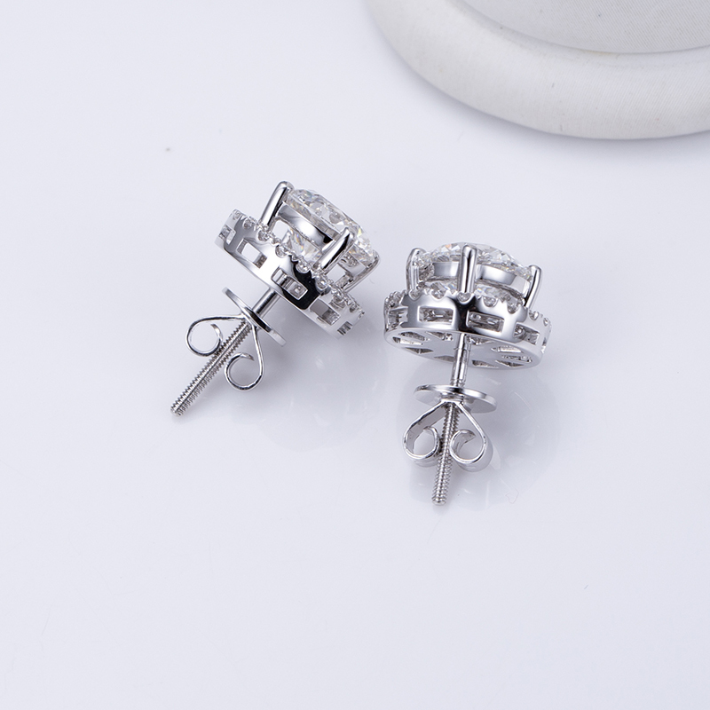 MissDiamond Round Cut Lab Grown Diamond 0.53CT E VS1 Platinum Studs Earrings MSE-532