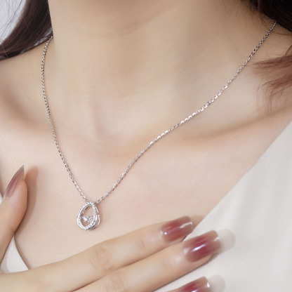 MissDiamond Lab Grown Diamond 0.265CT S925 Silver Pendant Necklace MSNS-001