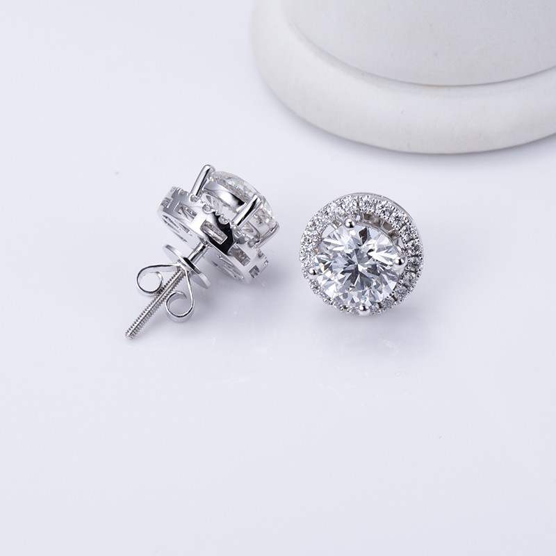 MissDiamond Round Cut Lab Grown Diamond 0.53CT E VS1 Platinum Studs Earrings MSE-532