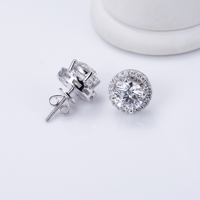 MissDiamond Round Cut Lab Grown Diamond 0.53CT E VS1 Platinum Studs Earrings MSE-532