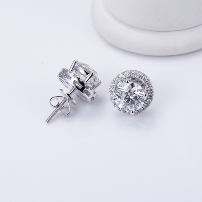 MissDiamond Round Cut Lab Grown Diamond 0.53CT E VS1 Platinum Studs Earrings MSE-532