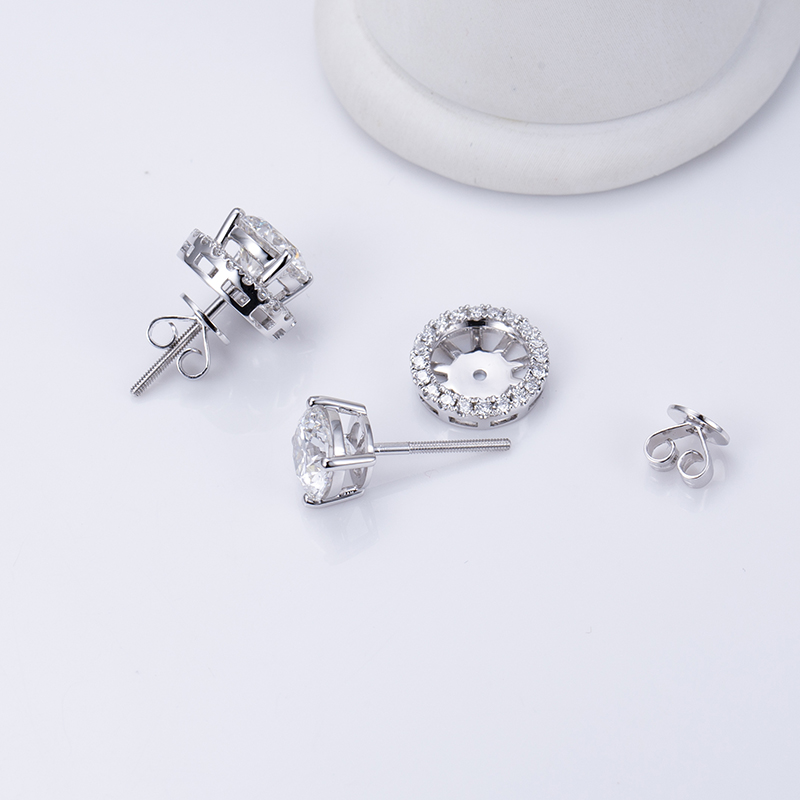 MissDiamond Round Cut Lab Grown Diamond 0.53CT E VS1 Platinum Studs Earrings MSE-532