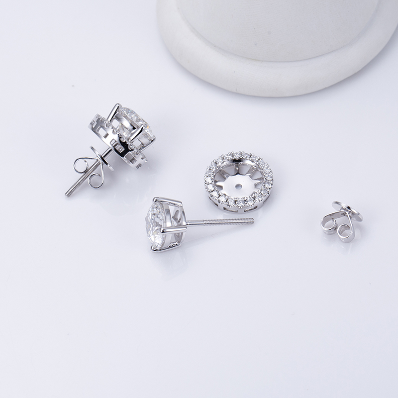 MissDiamond Round Cut Lab Grown Diamond 0.53CT E VS1 Platinum Studs Earrings MSE-532