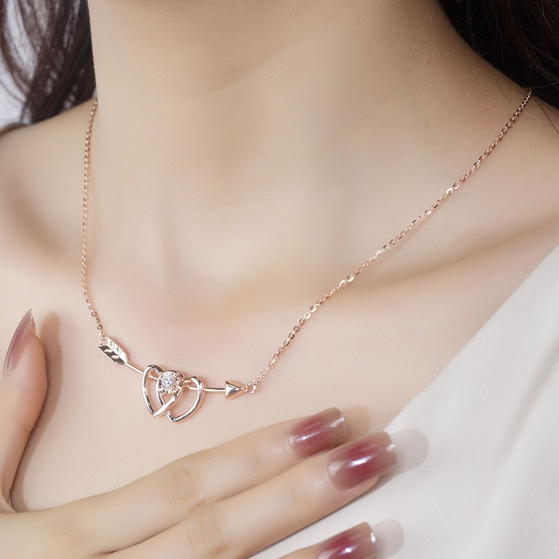 MissDiamond Lab Grown Diamond 0.26CT S925 Silver Rose Color Pendant Necklace MSNS-007