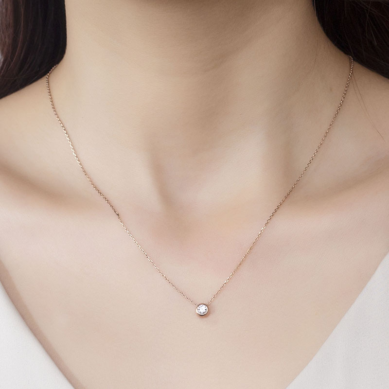 MissDiamond Lab Grown Diamond 0.2CT S925 Silver Rose Color Pendant Necklace MSNS-004