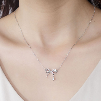 MissDiamond Lab Grown Diamond 0.1CT S925 White Silver Pendant Necklace MSNS-011