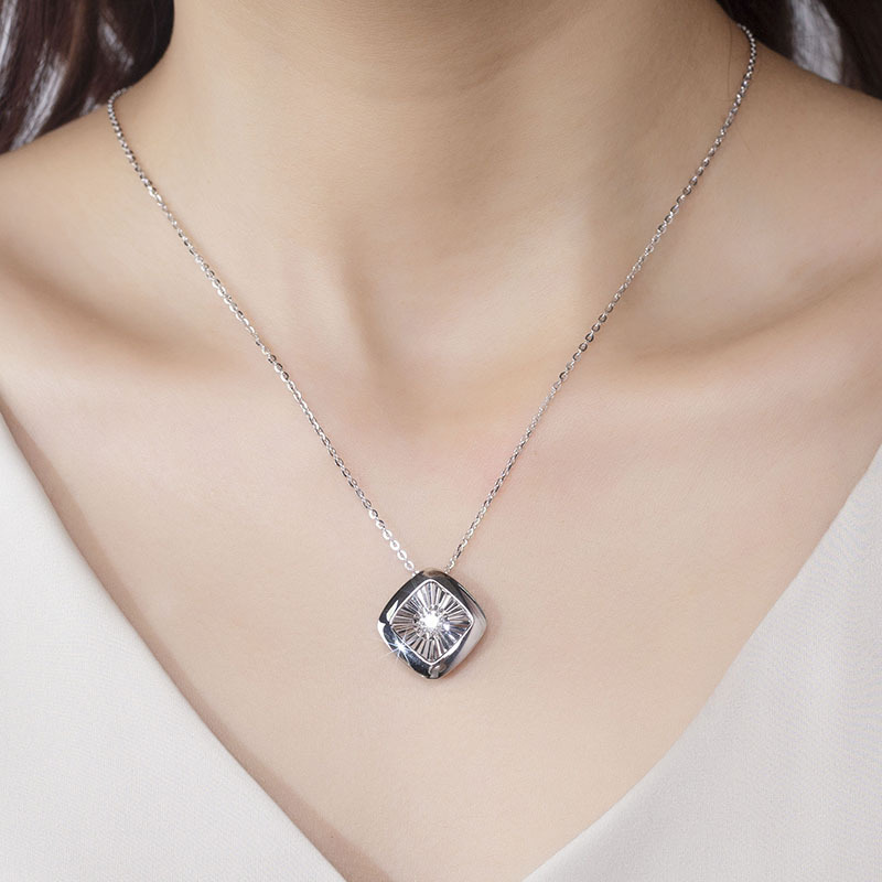 MissDiamond Lab Grown Diamond 0.3CT S925 White Silver Pendant Necklace MSNS-005