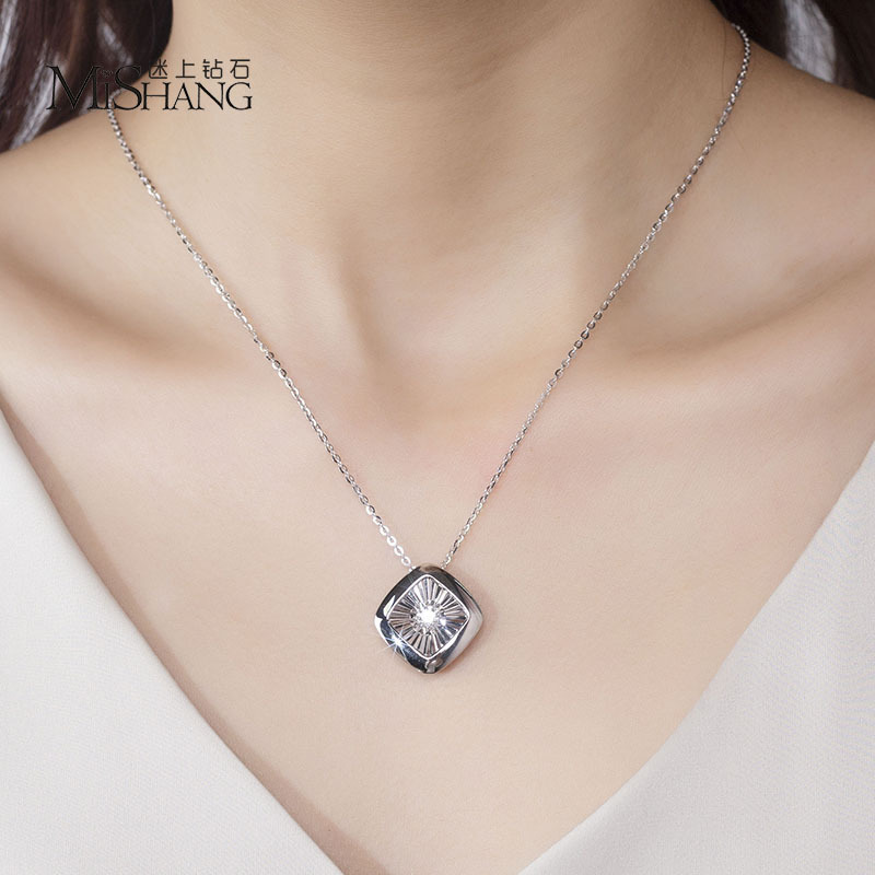 MissDiamond Lab Grown Diamond 0.3CT S925 White Silver Pendant Necklace MSNS-005