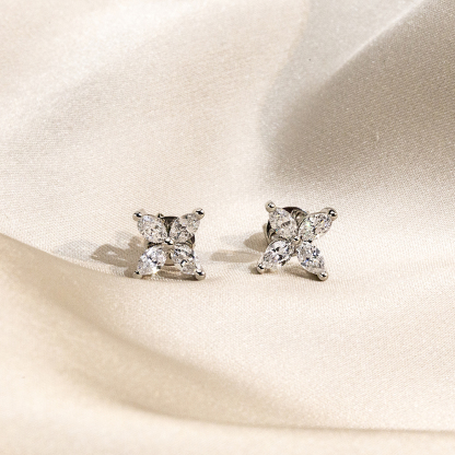 MissDiamond Marquise Cut Lab Grown Diamond 9K White Gold Studs Earrings MSE-704