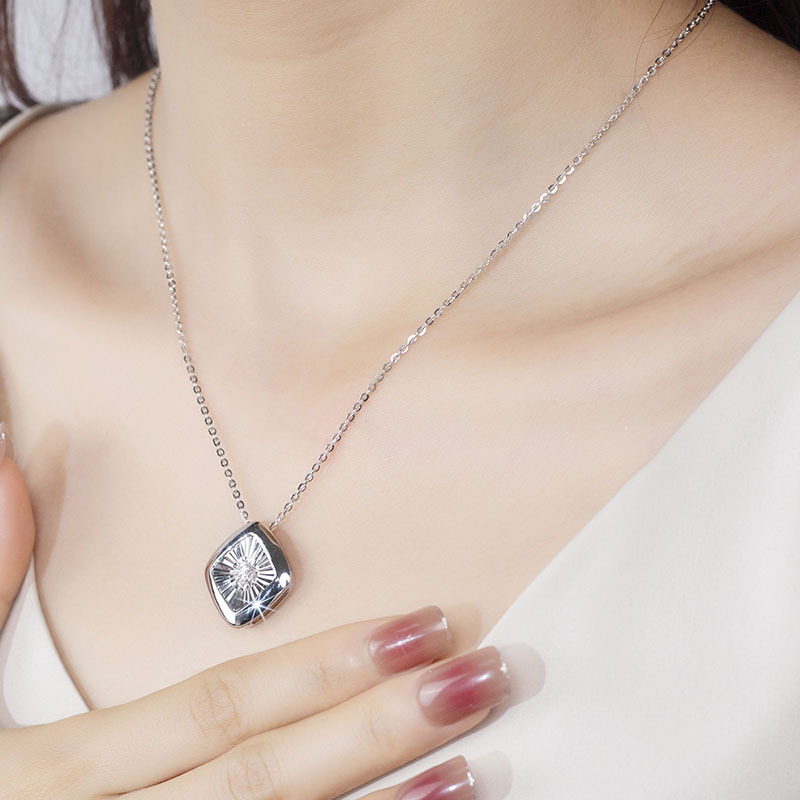 MissDiamond Lab Grown Diamond 0.3CT S925 White Silver Pendant Necklace MSNS-005