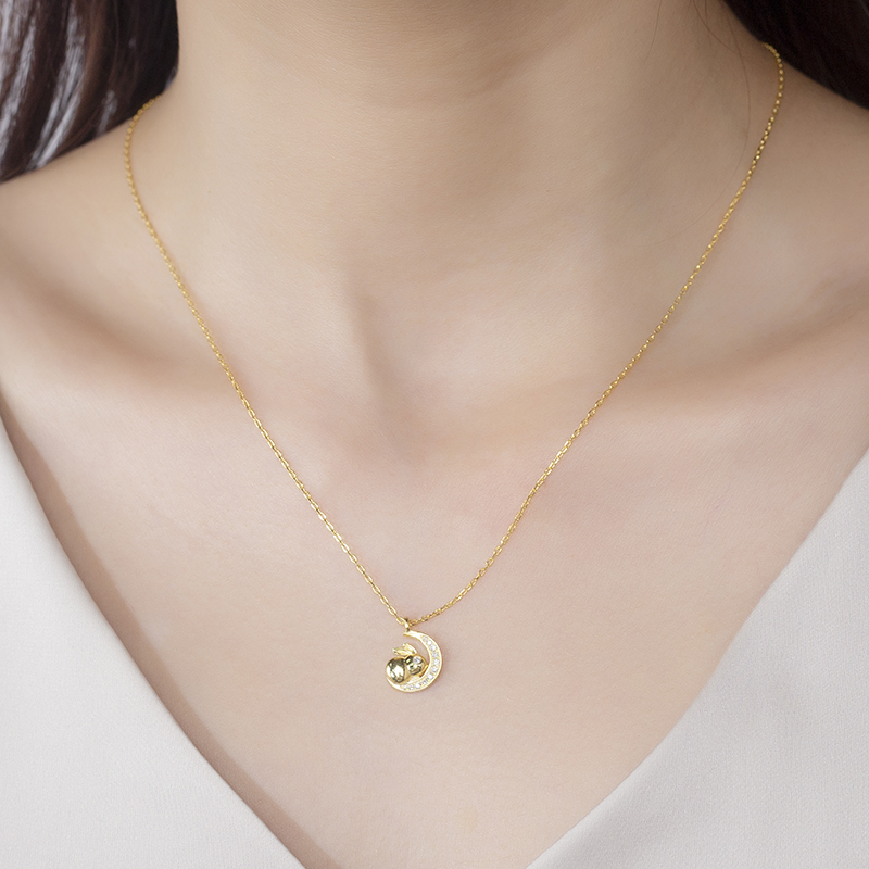 MissDiamond Lab Grown Diamond 0.09CT S925 Silver Yellow Color Pendant Necklace MSNS-010