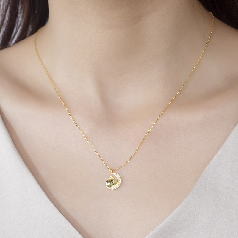 MissDiamond Lab Grown Diamond 0.09CT S925 Silver Yellow Color Pendant Necklace MSNS-010