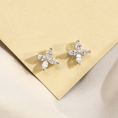 MissDiamond Marquise Cut Lab Grown Diamond 9K White Gold Studs Earrings MSE-704