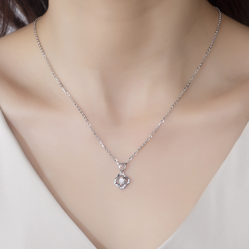 MissDiamond Lab Grown Diamond 0.13CT S925 White Silver Pendant Necklace MSNS-008