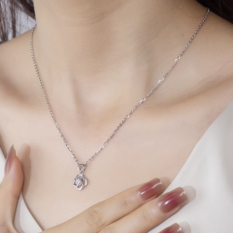 MissDiamond Lab Grown Diamond 0.13CT S925 White Silver Pendant Necklace MSNS-008