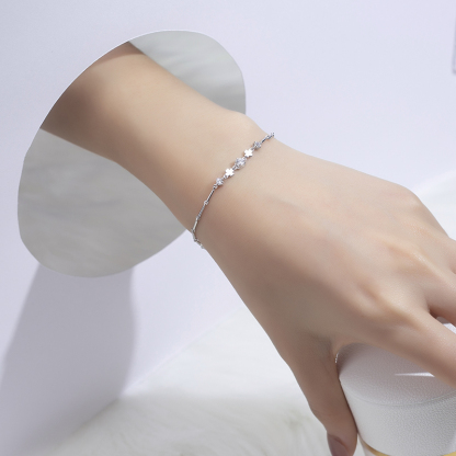 MissDiamond Lab Grown Diamond 0.2CT S925 Silver Chain Link Bracelet MSBS-003