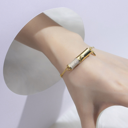 MissDiamond Lab Grown Diamond 0.2CT S925 Silver Yellow Chain Link Bracelet MSBS-004